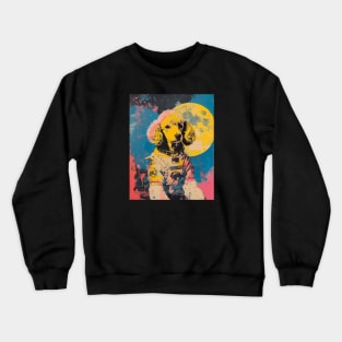 Vintage and vivid royal poodle dog astronaut portrait Crewneck Sweatshirt